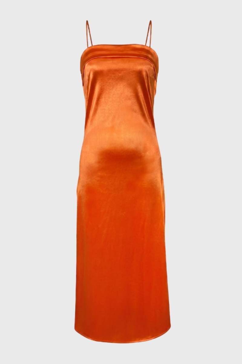 Midi Dress Women - Slip Strappy with Open Back Detail | Chic — Orange
