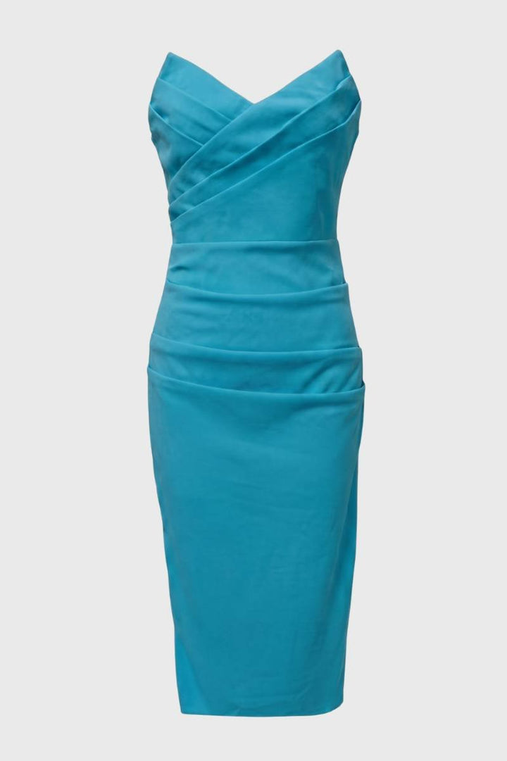 Midi Dress Women - Strapless Sweetheart with Ruched Detail | Elegant