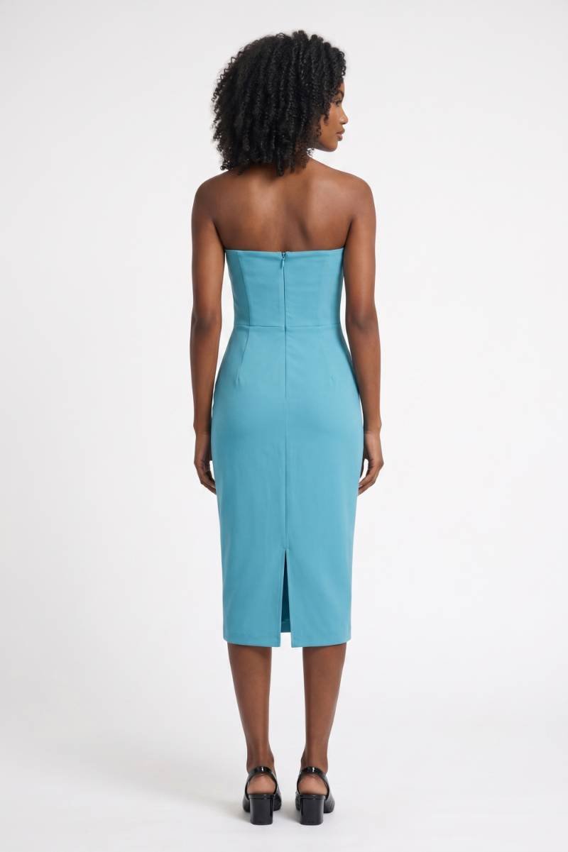 Midi Dress Women - Strapless Sweetheart with Ruched Detail | Elegant