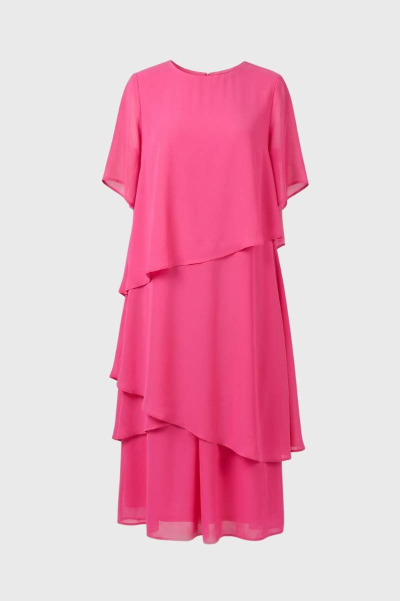 Midi Dress Women - Tiered Ruffle with Short Sleeves | Elegant — Hot Pink