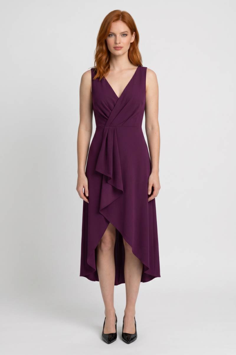 Midi Dress Women - Wrap Style with Asymmetric Hem | Elegant — Purple