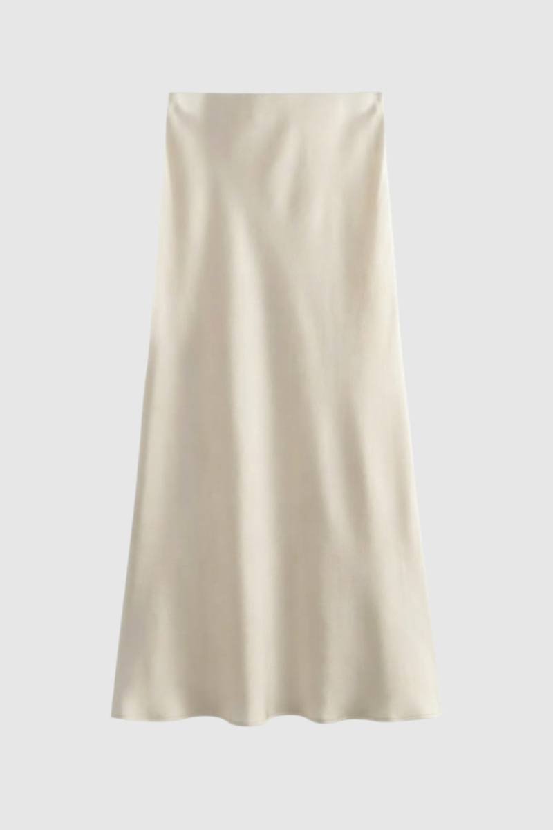 Midi Skirt Women - Flowing A- High Waist | Elegant — Champagne