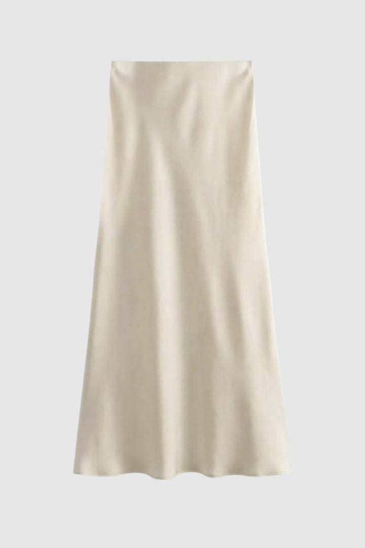 Midi Skirt Women - Flowing A- High Waist | Elegant — Champagne