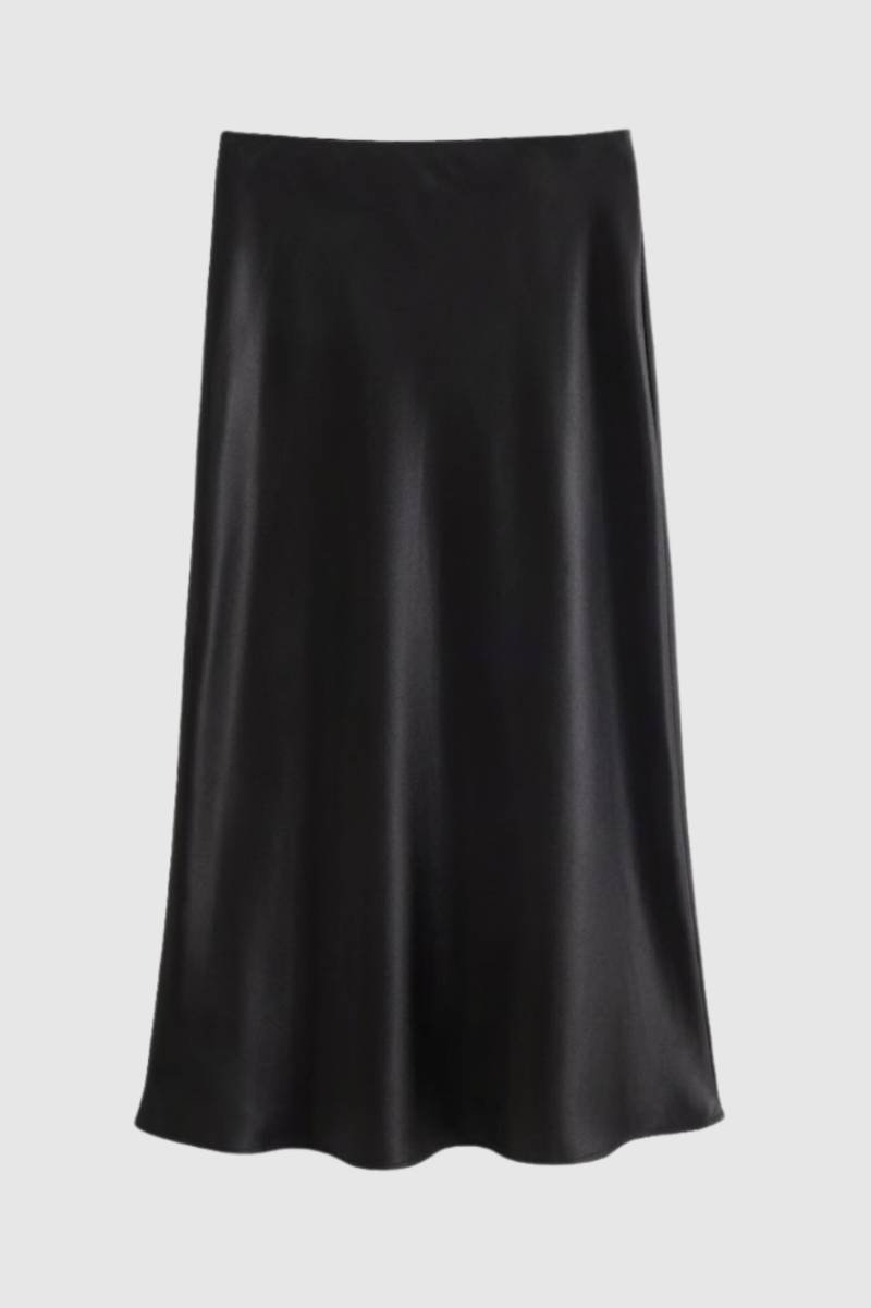 Midi Skirt Women - Flowing A- High Waist | Elegant — Black