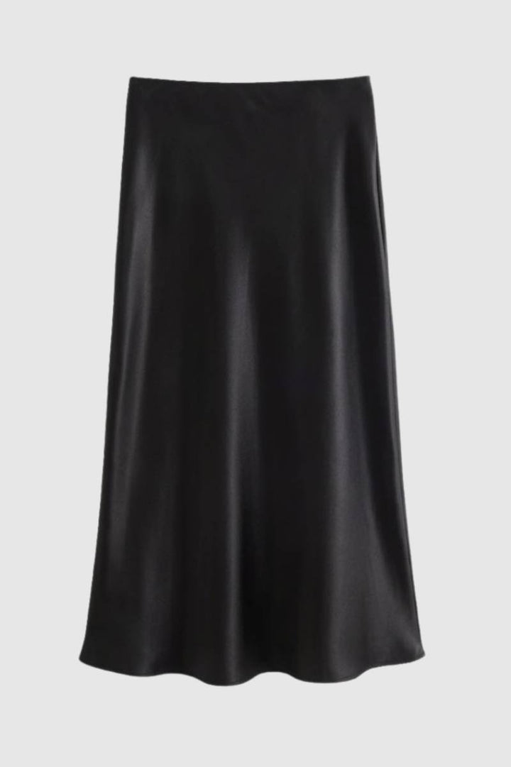 Midi Skirt Women - Flowing A- High Waist | Elegant — Black