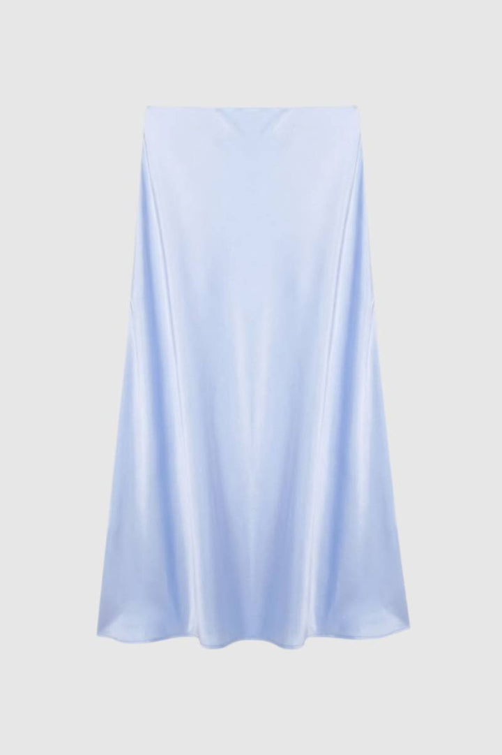 Midi Skirt Women - Flowing A- High Waist | Elegant — Light Blue