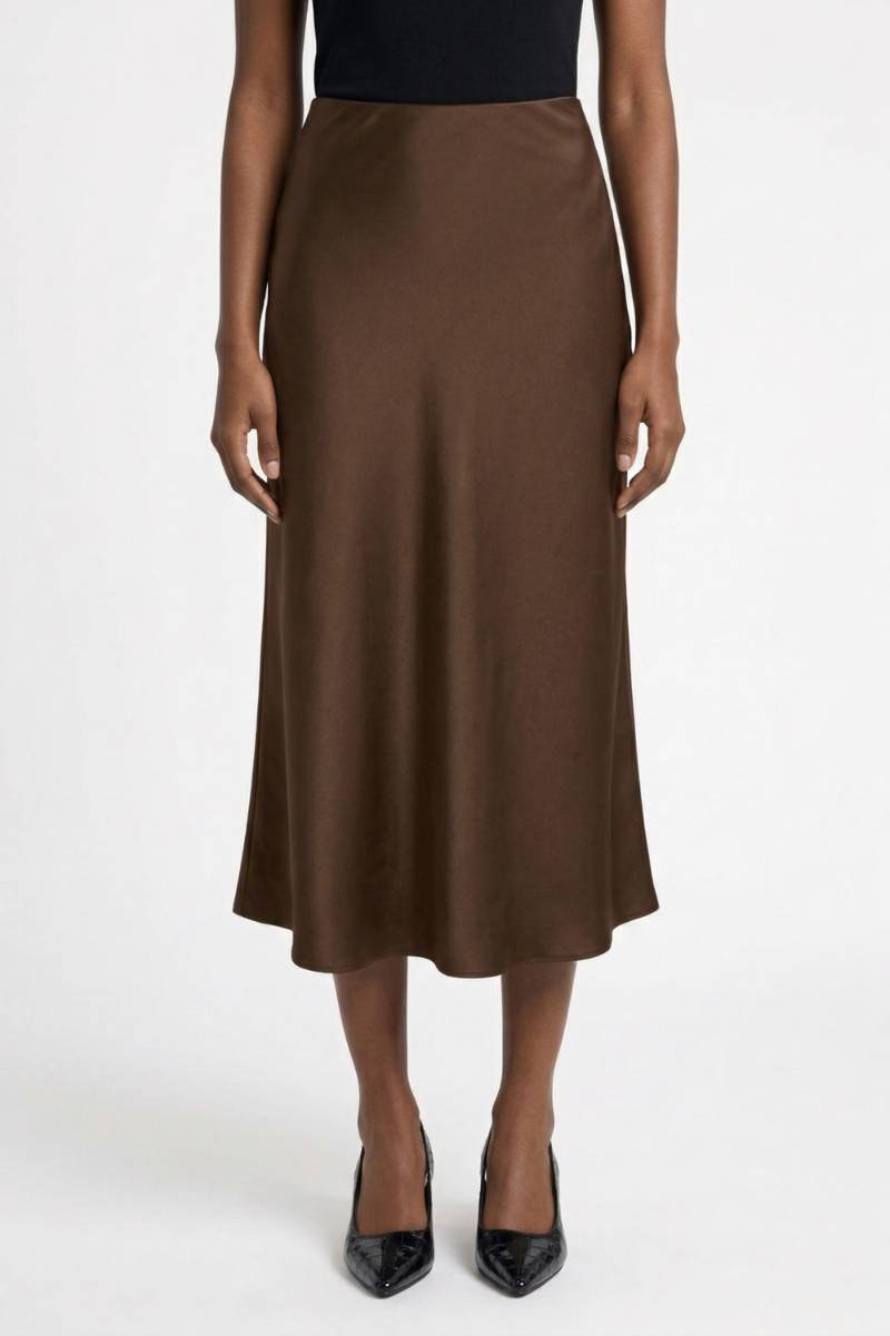 Midi Skirt Women's - Flowing A- Silhouette | Elegant — Chocolate