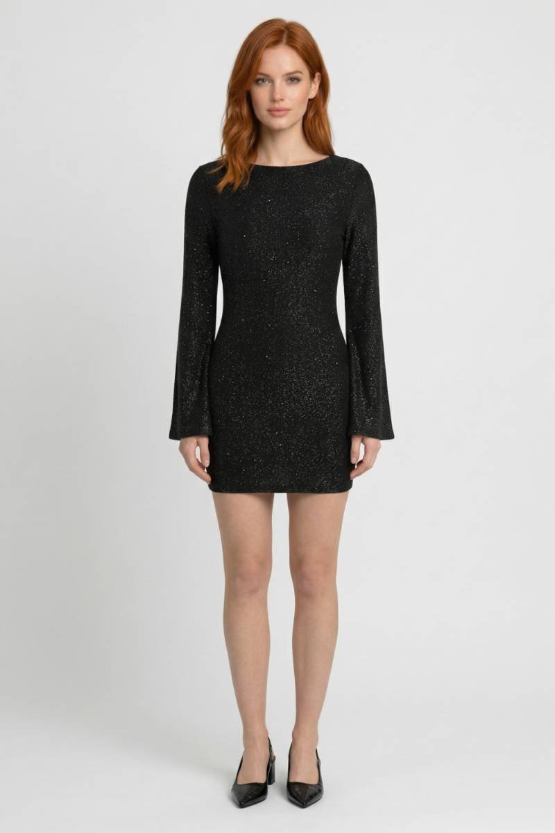 Mini Dress Women - Bell Sleeve Sparkle | Evening Party - Black