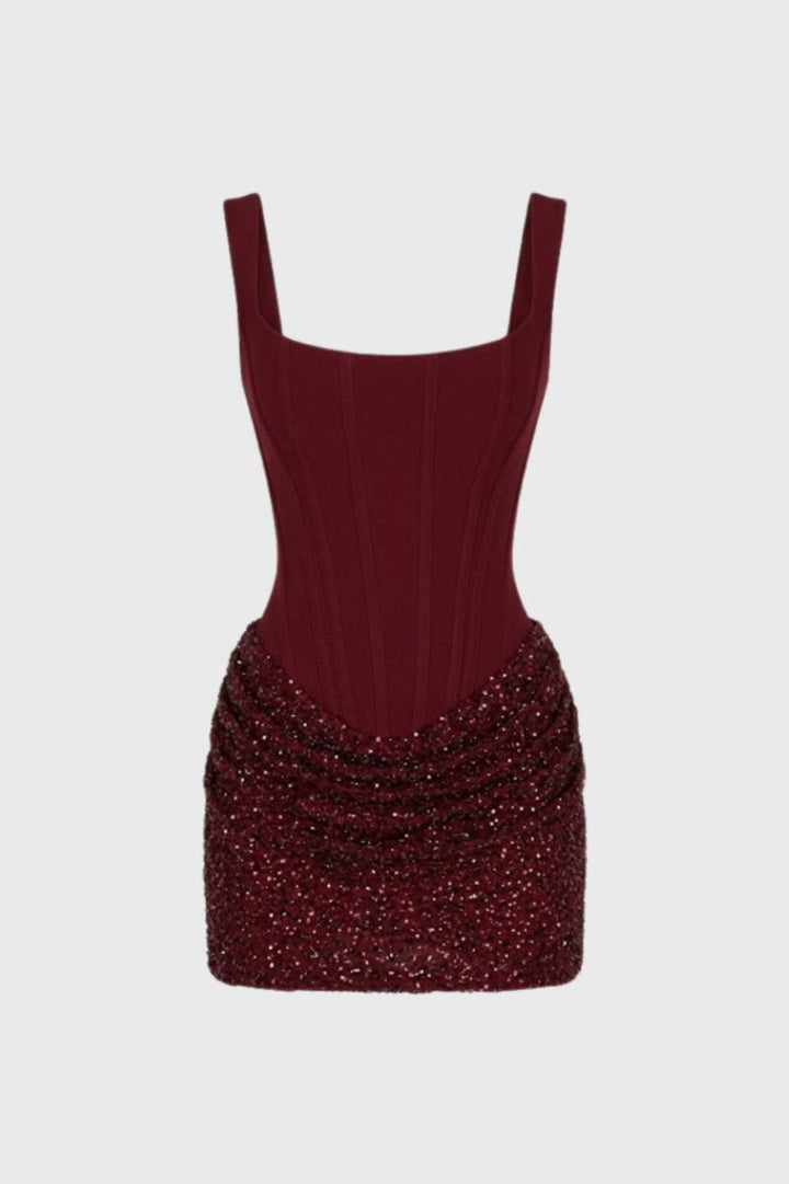Mini Dress Women - Sequin Embellished Bodycon | Glamorous - Burgundy