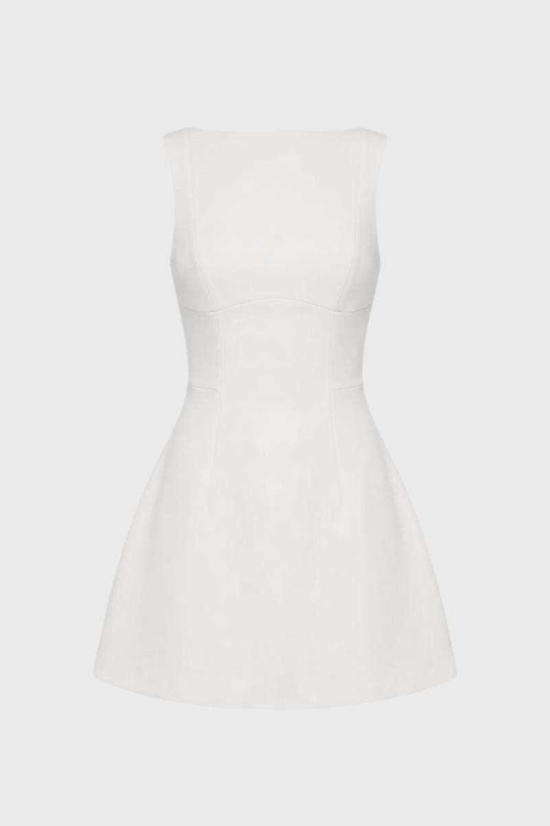 Mini Dress Women - Sleeveless Fit & Flare | Timeless Classic - White