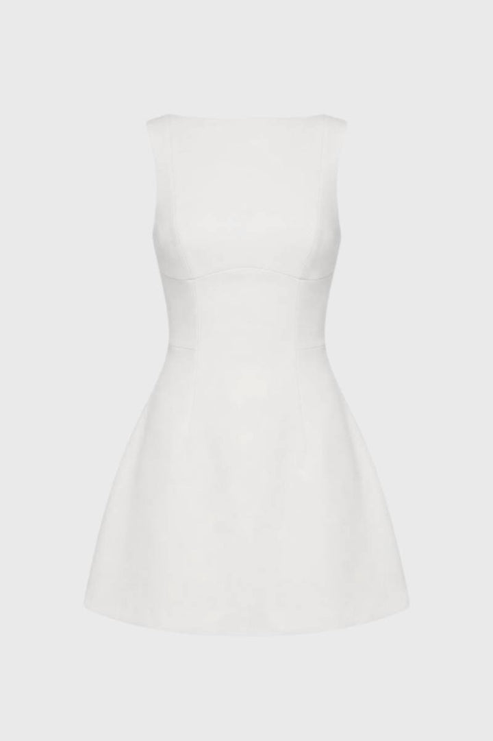 Mini Dress Women - Sleeveless Fit & Flare | Timeless Classic - White