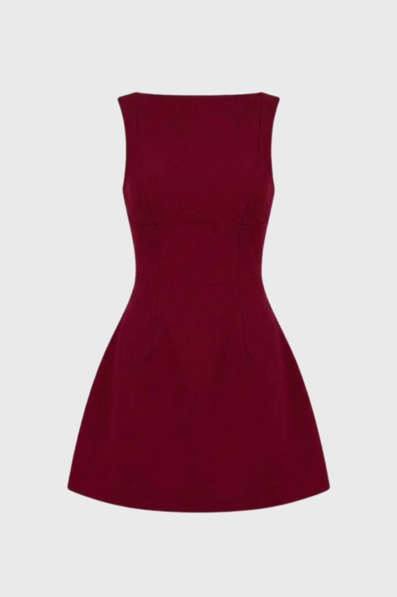 Mini Dress Women - Sleeveless Fit & Flare | Timeless Classic - Burgundy