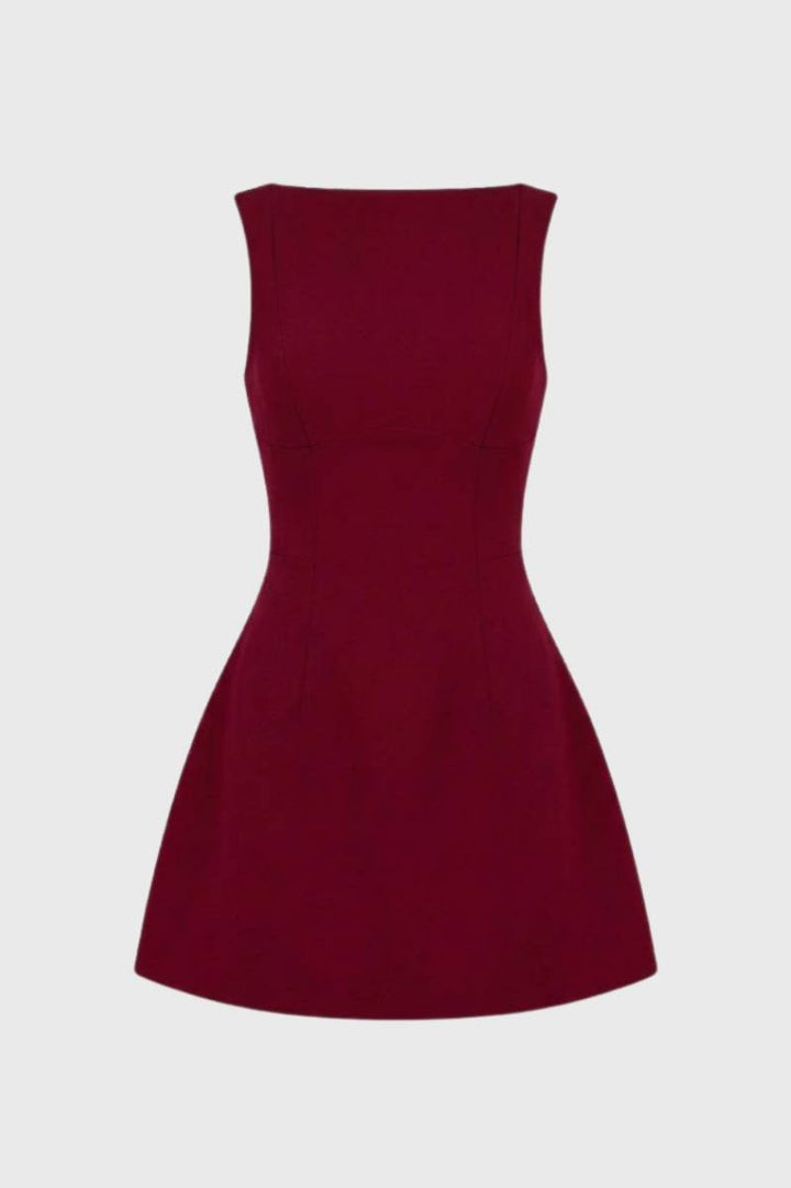 Mini Dress Women - Sleeveless Fit & Flare | Timeless Classic - Burgundy