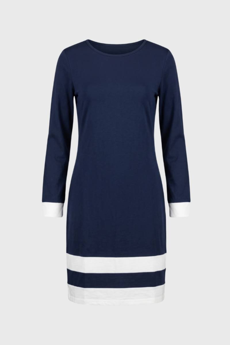 Mini Dress Women - Striped Contrast Long Sleeve | Sporty Chic — Navy