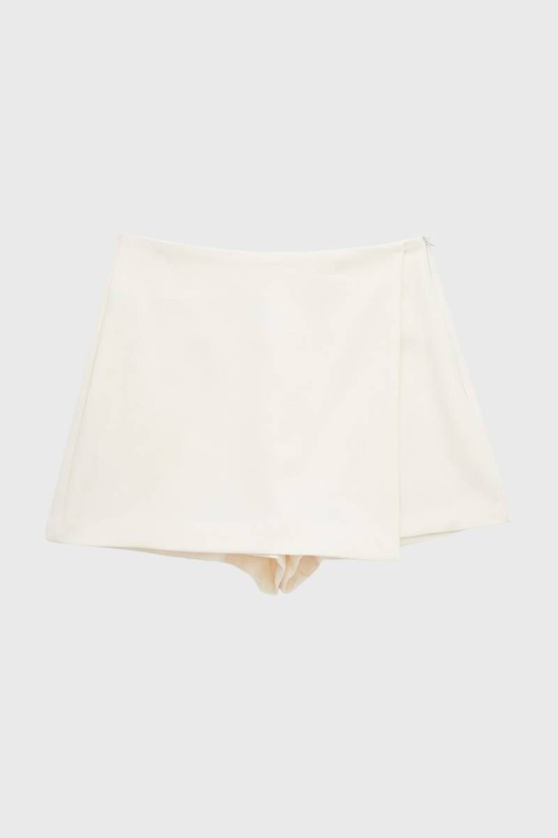 Mini Skort Women - High Waist Asymmetric Wrap | Elegant — White