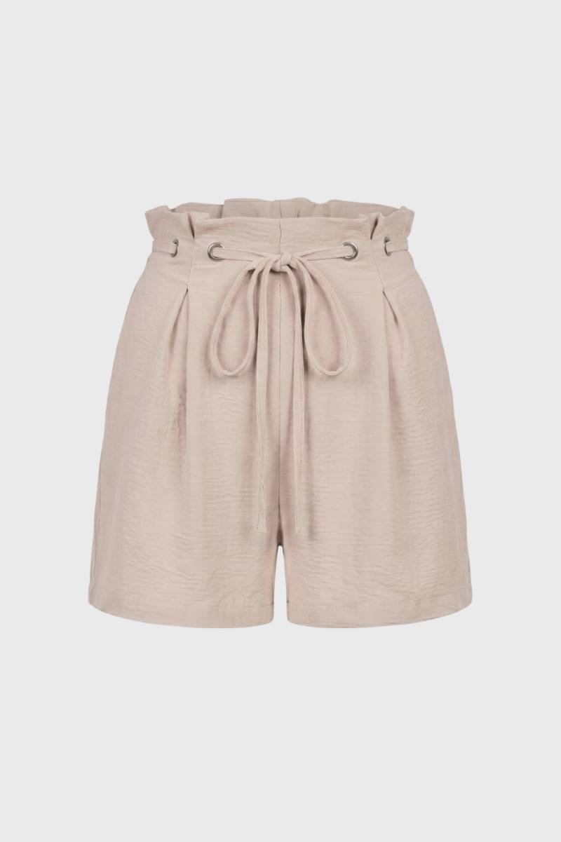 Paperbag Shorts Women - High Waisted Drawstring Tie Belt | Casual — Beige