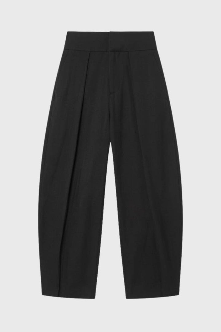 Pleated Trousers Women - High Waisted Wide Leg | Elegant — Black
