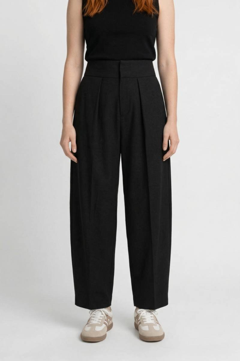 Pleated Trousers Women - High Waisted Wide Leg | Elegant — Black