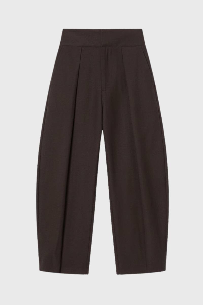 Pleated Trousers Women - High Waisted Wide Leg | Elegant — Chocolate