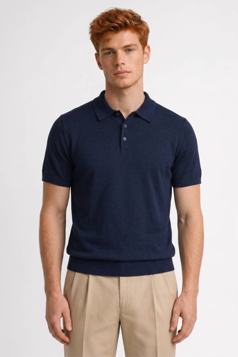 Polo Men - Classic Short Sleeve with Button Placket | Smart — Navy