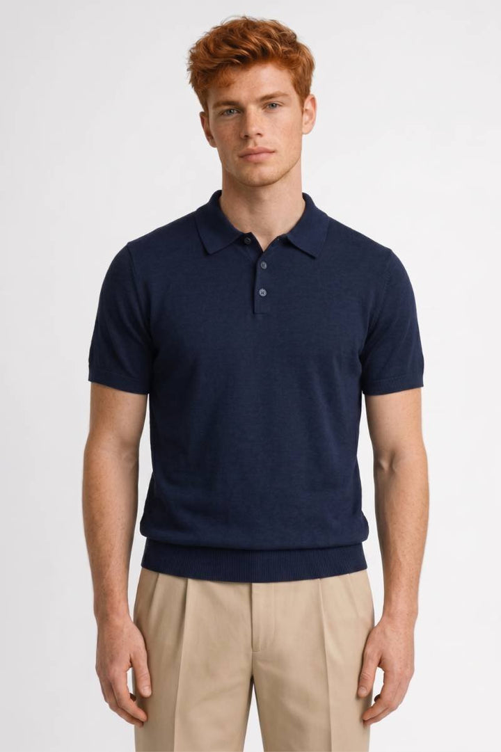 Polo Men - Classic Short Sleeve with Button Placket | Smart — Navy