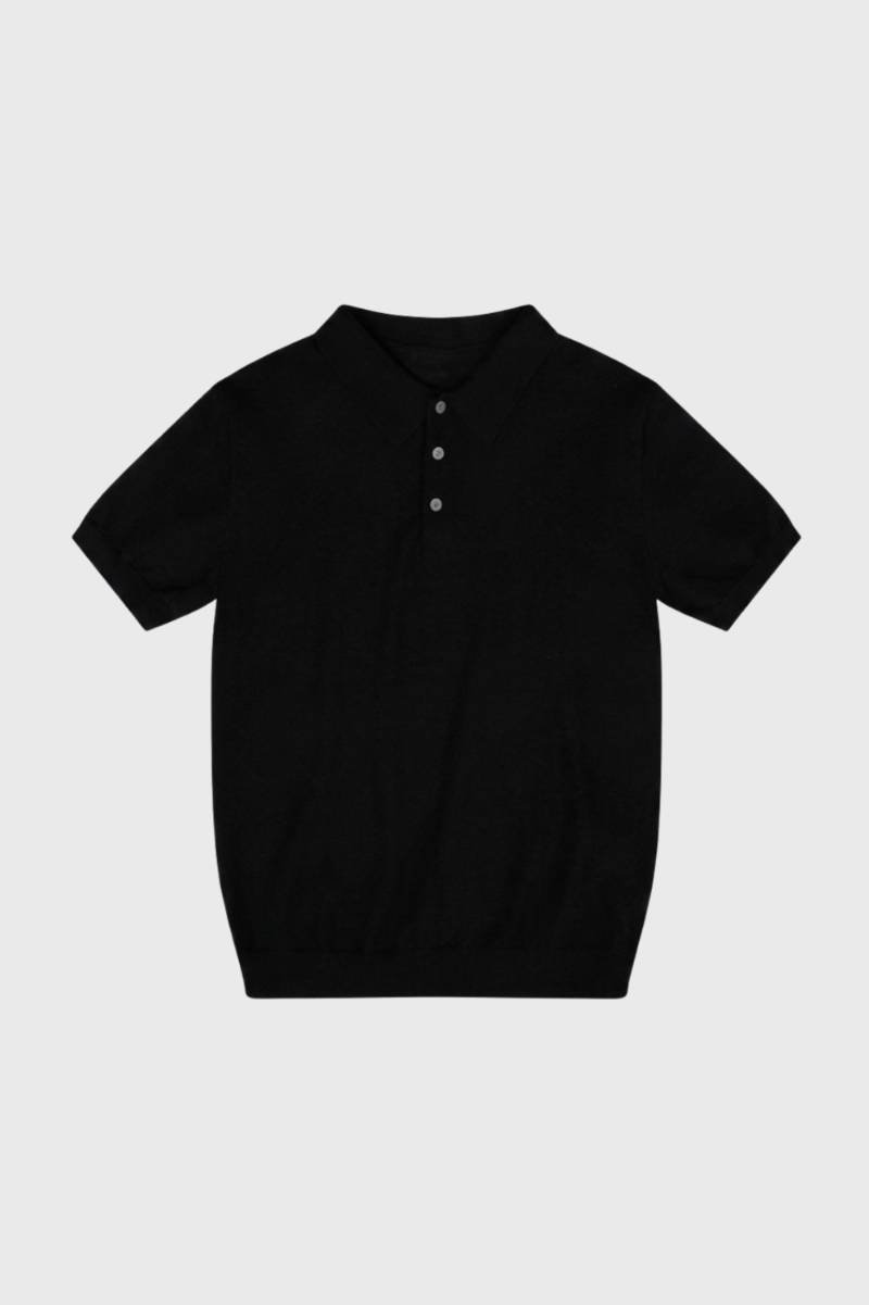 Polo Men - Classic Short Sleeve with Button Placket | Smart — Black