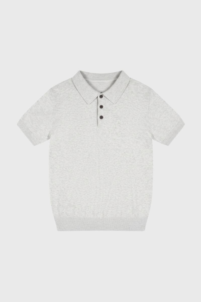 Polo Men - Classic Short Sleeve with Button Placket | Smart — Light Grey
