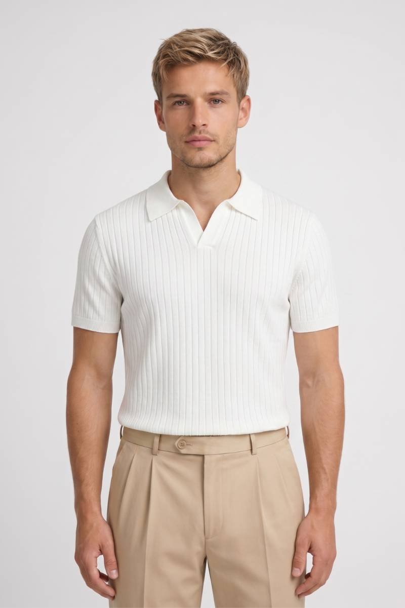Polo Men - Ribbed Textured Short Sleeve | Classic — White