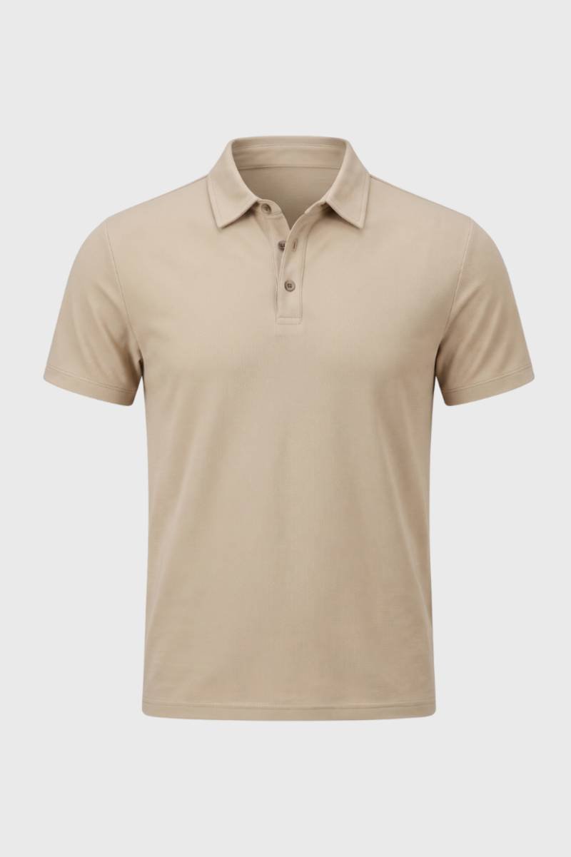 Polo Shirt Men - Classic Collar Button Placket | Smart Casual — Beige