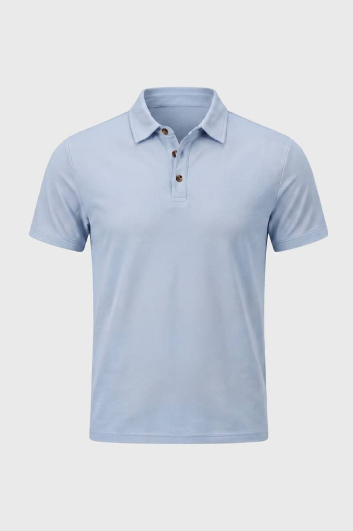 Polo Shirt Men - Classic Collar Button Placket | Smart Casual — Light Blue