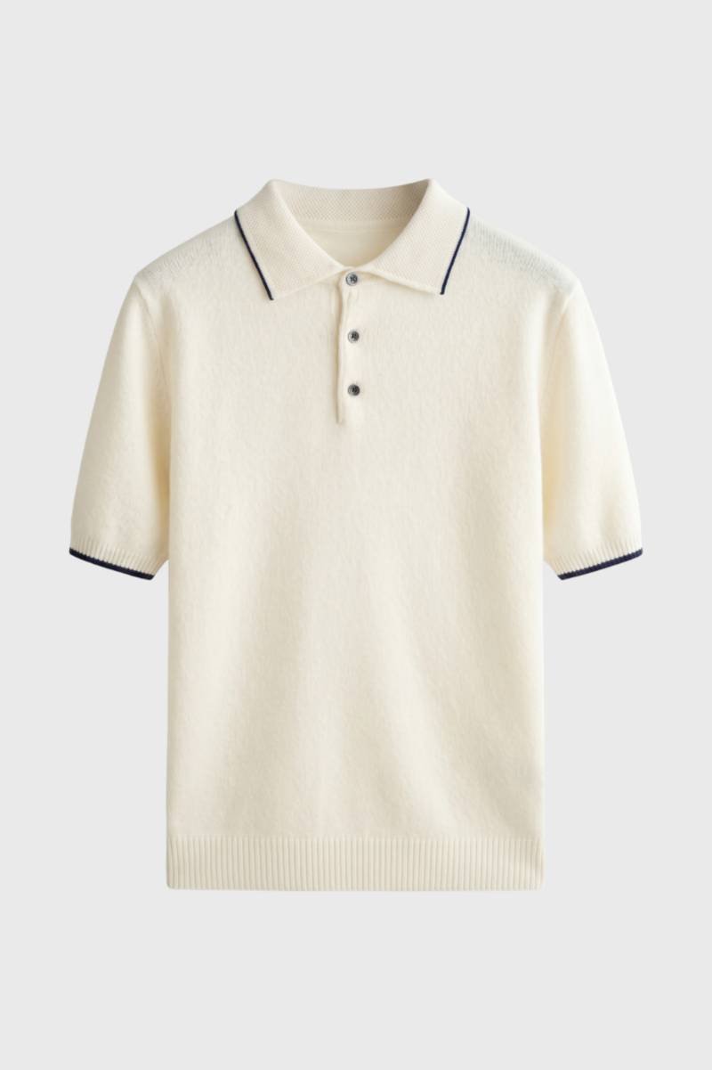 Polo Shirt Men - Classic Knitted Short Sleeve | Refined — Cream