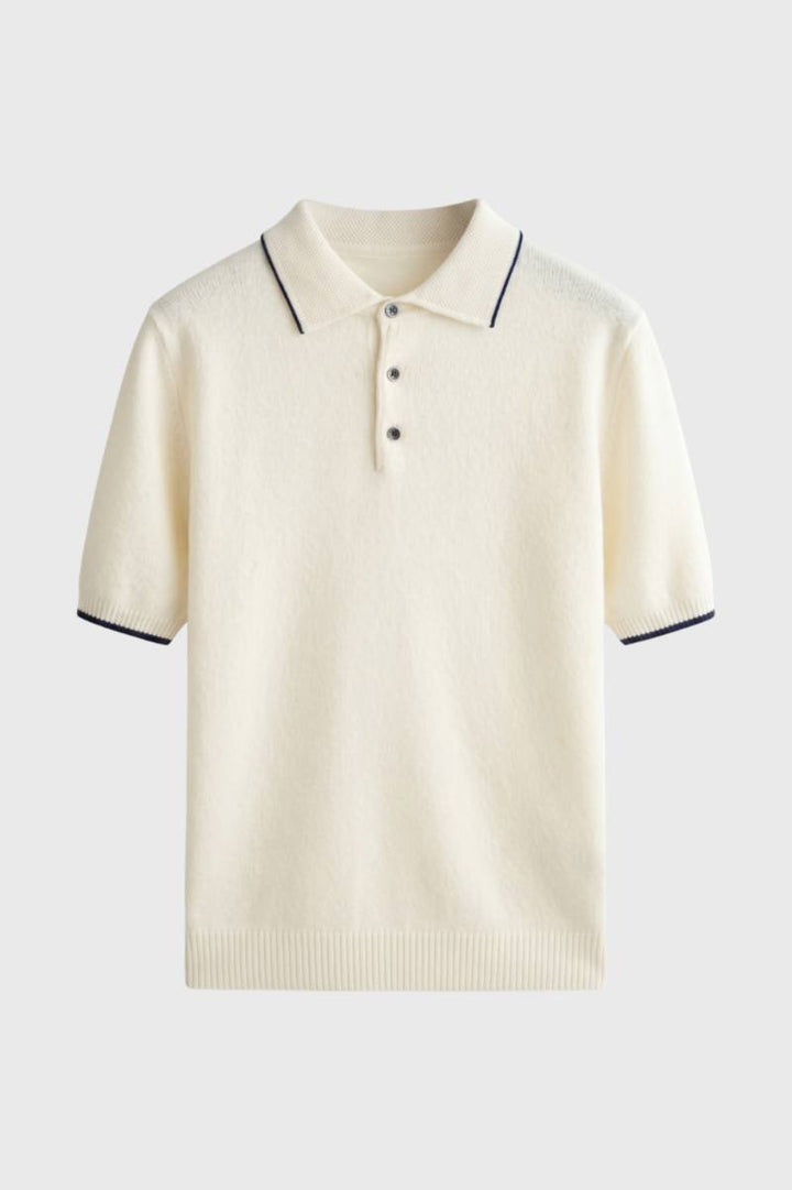 Polo Shirt Men - Classic Knitted Short Sleeve | Refined — Cream