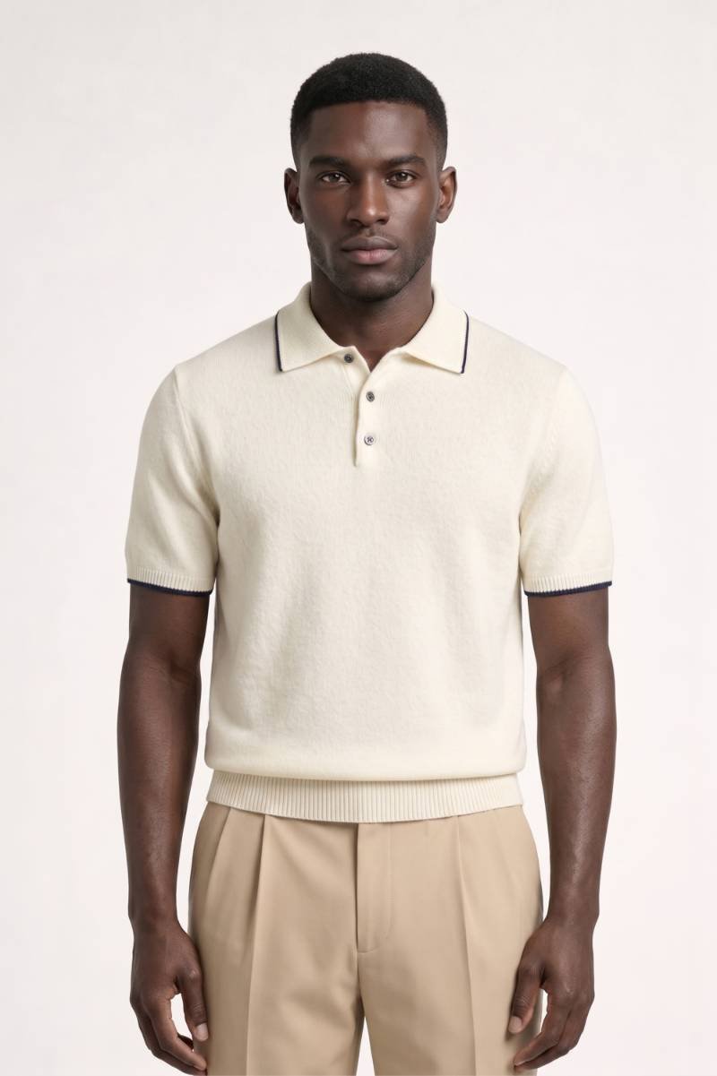 Polo Shirt Men - Classic Knitted Short Sleeve | Refined — Cream