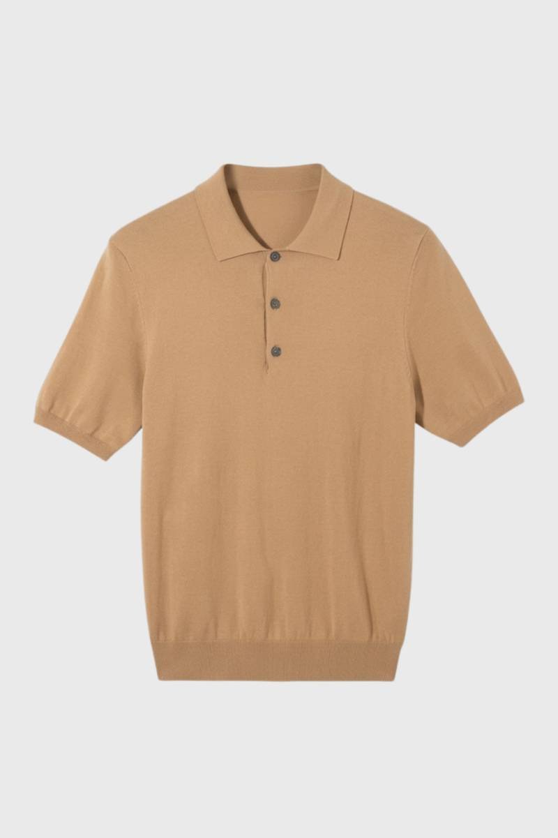 Polo Shirt Men - Classic Short Sleeve with Buttons | Refined - Camel
