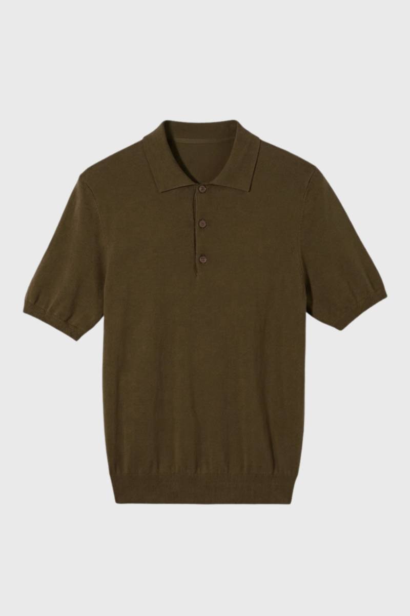 Polo Shirt Men - Classic Short Sleeve with Buttons | Refined - Olive