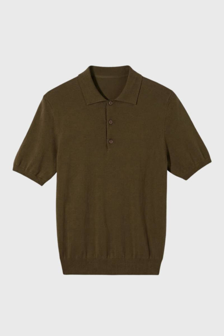 Polo Shirt Men - Classic Short Sleeve with Buttons | Refined - Olive