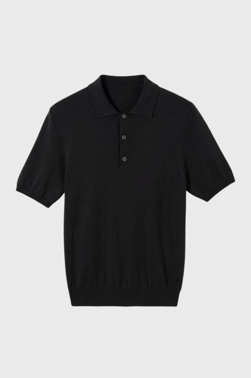 Polo Shirt Men - Classic Short Sleeve with Buttons | Refined - Black