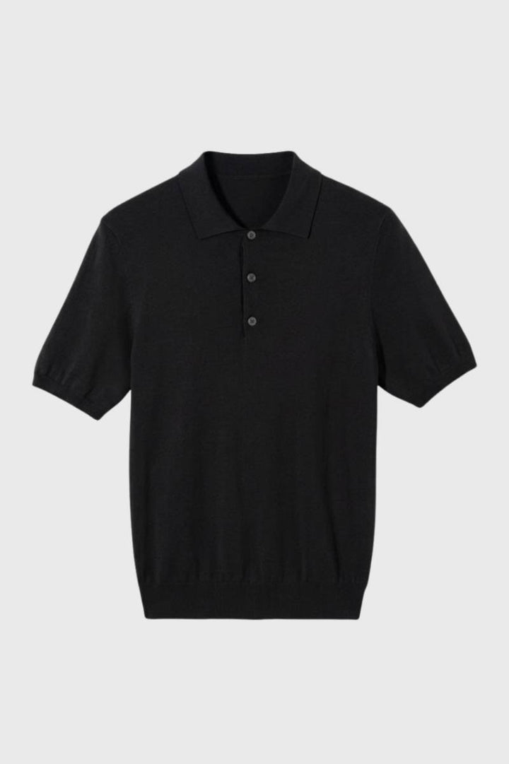 Polo Shirt Men - Classic Short Sleeve with Buttons | Refined - Black