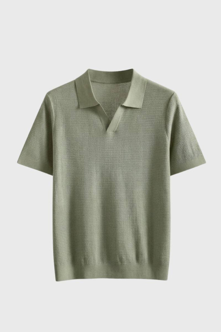 Polo Shirt Men - Classic Textured Knit Short Sleeve | Smart - Olive
