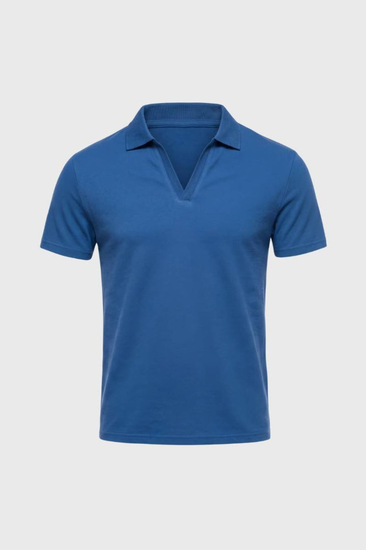Polo Shirt Men - Classic V-Neck Short Sleeve | Smart Casual — Blue