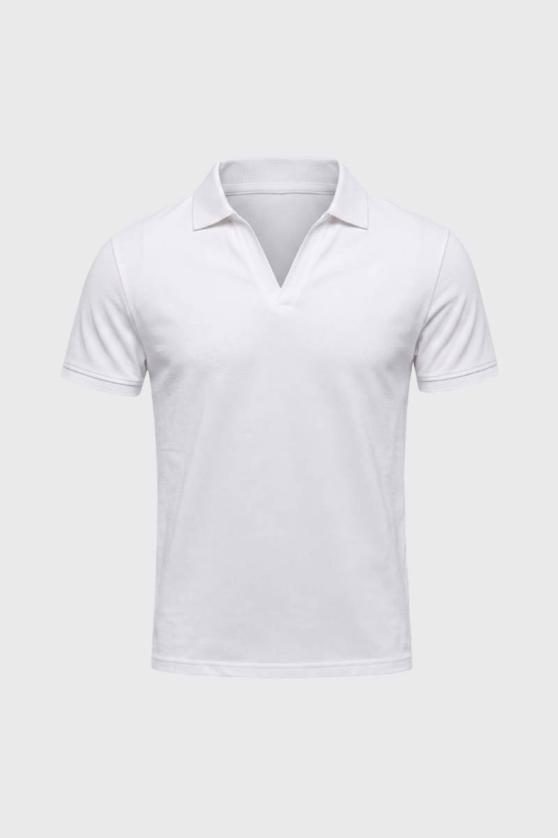 Polo Shirt Men - Classic V-Neck Short Sleeve | Smart Casual — White