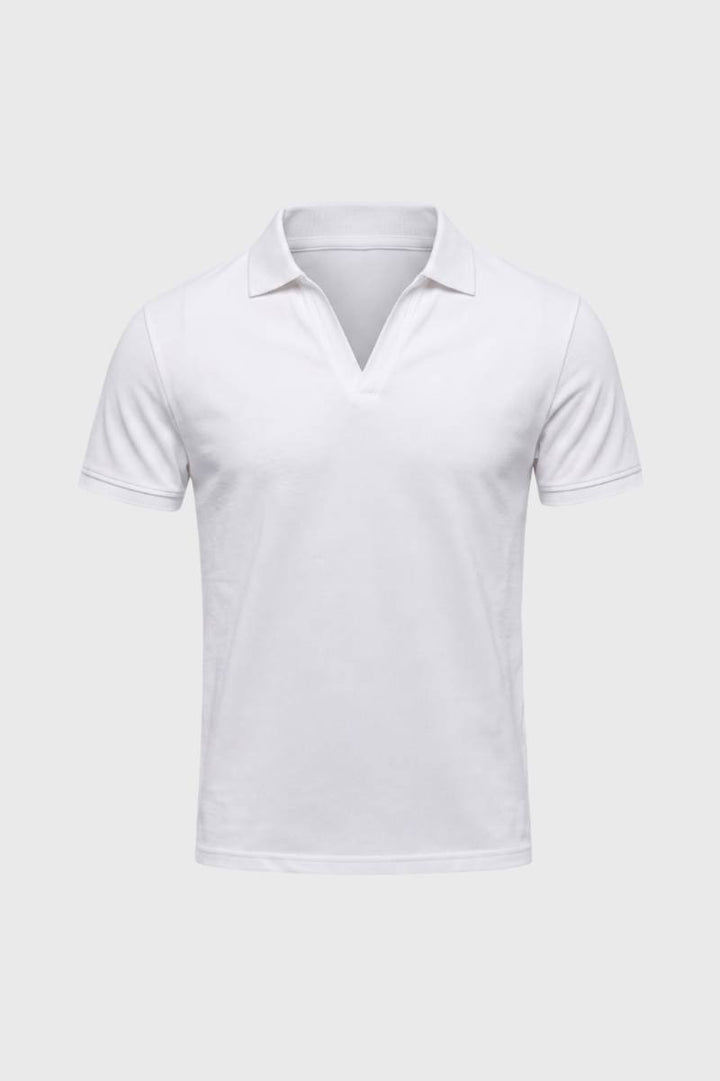 Polo Shirt Men - Classic V-Neck Short Sleeve | Smart Casual — White
