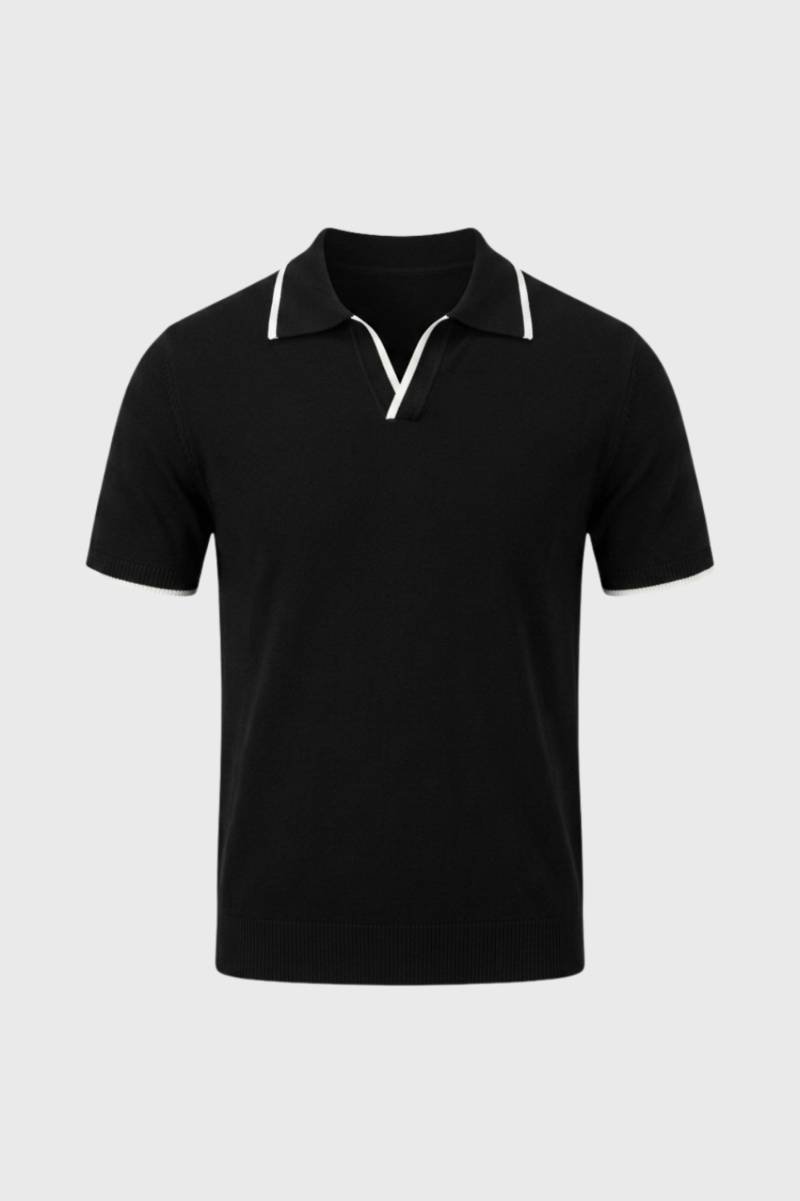 Polo Shirt Men - Contrast Trim Classic Fit | Smart Casual — Black