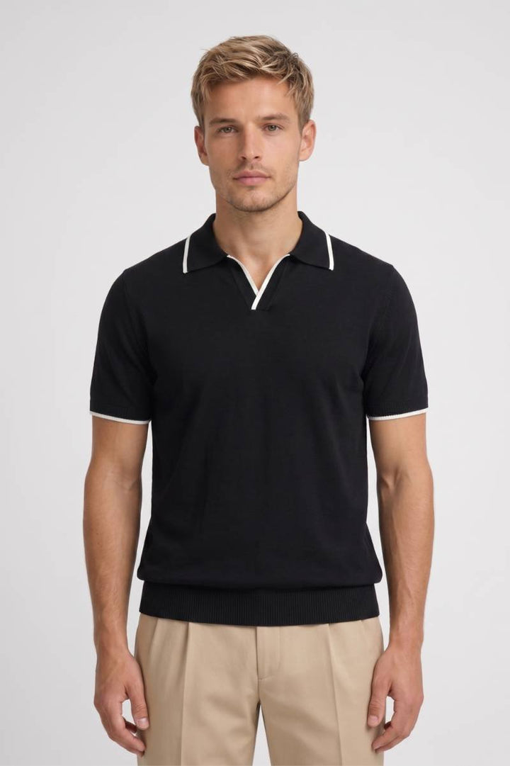Polo Shirt Men - Contrast Trim Classic Fit | Smart Casual — Black