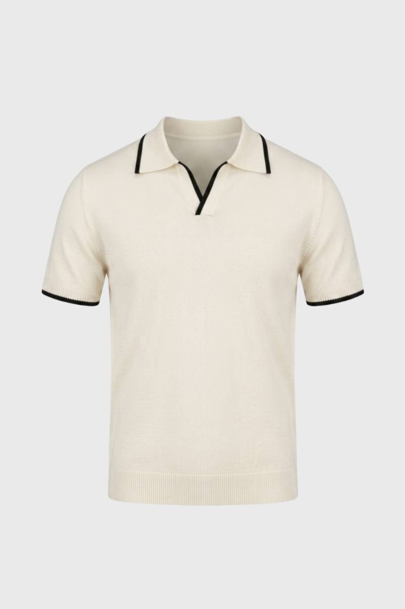 Polo Shirt Men - Contrast Trim Classic Fit | Smart Casual — Cream