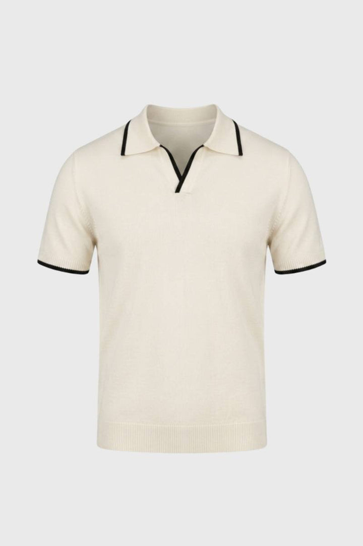 Polo Shirt Men - Contrast Trim Classic Fit | Smart Casual — Cream