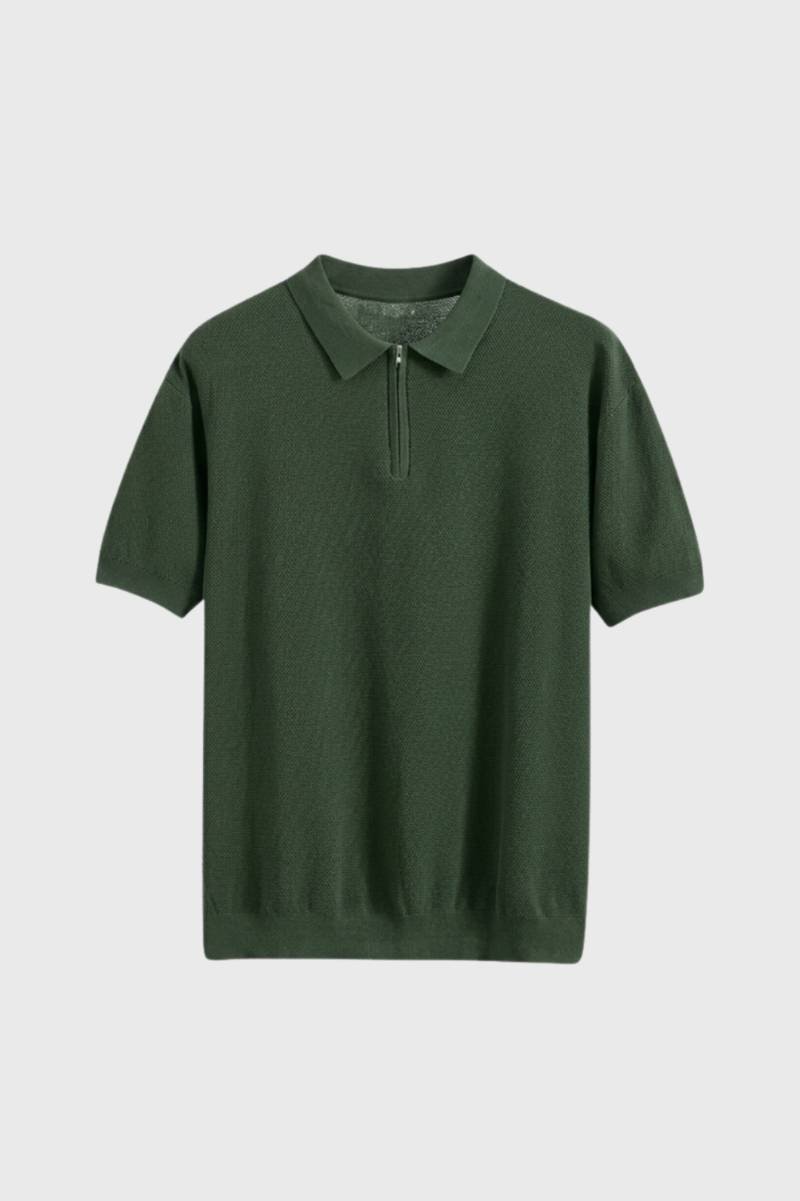 Polo Shirt Men - Half Zip Collar | Classic — Green