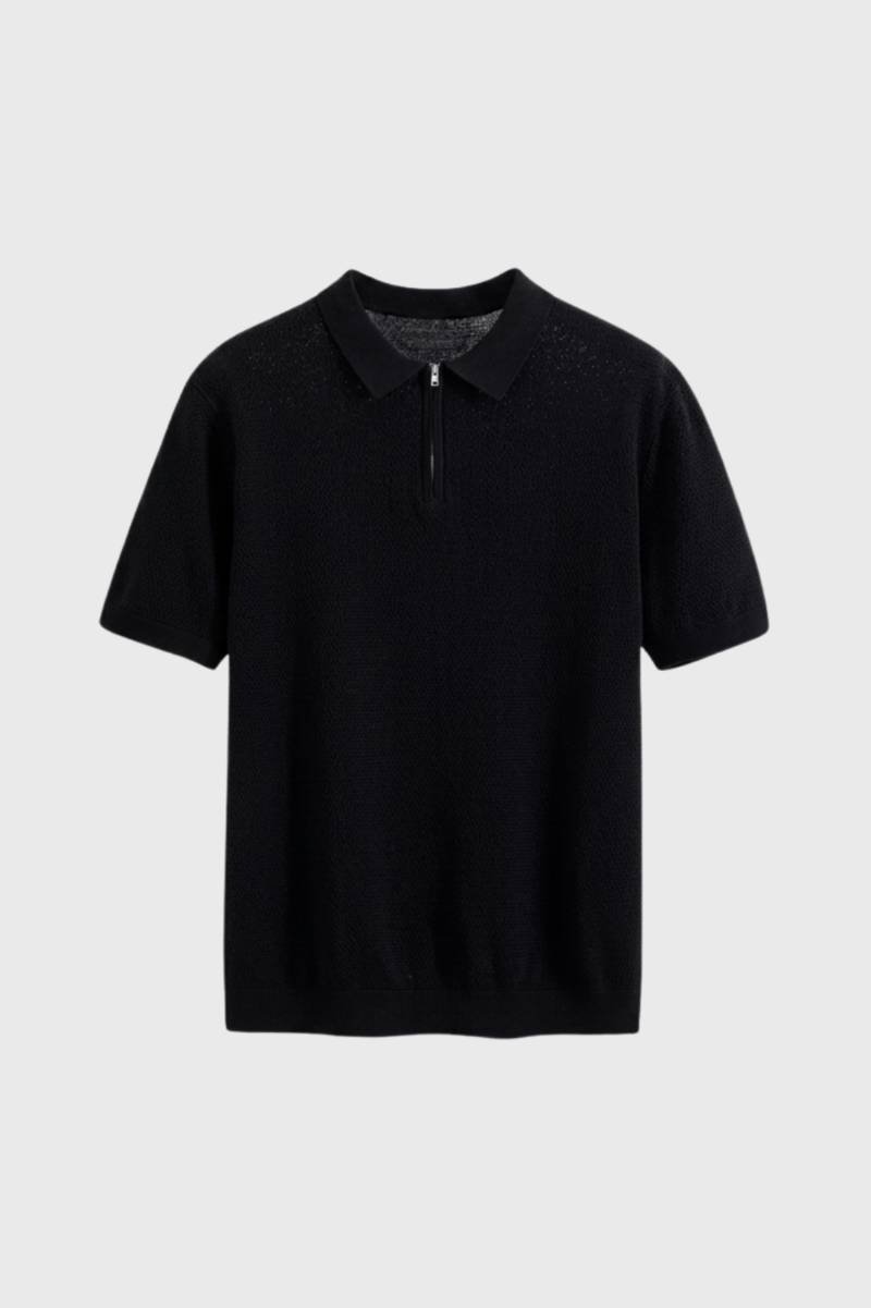 Polo Shirt Men - Half Zip Collar | Classic — Black