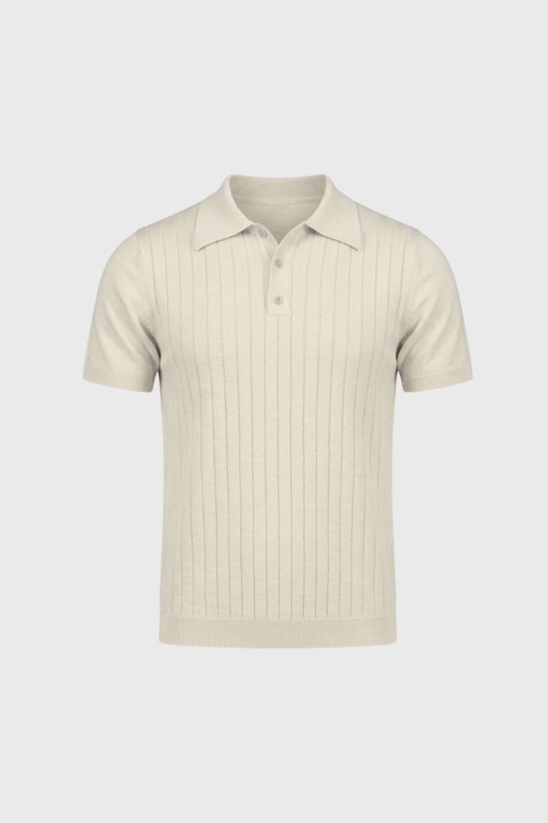Polo Shirt Men - Ribbed Knit Classic Collar | Smart Casual — Cream