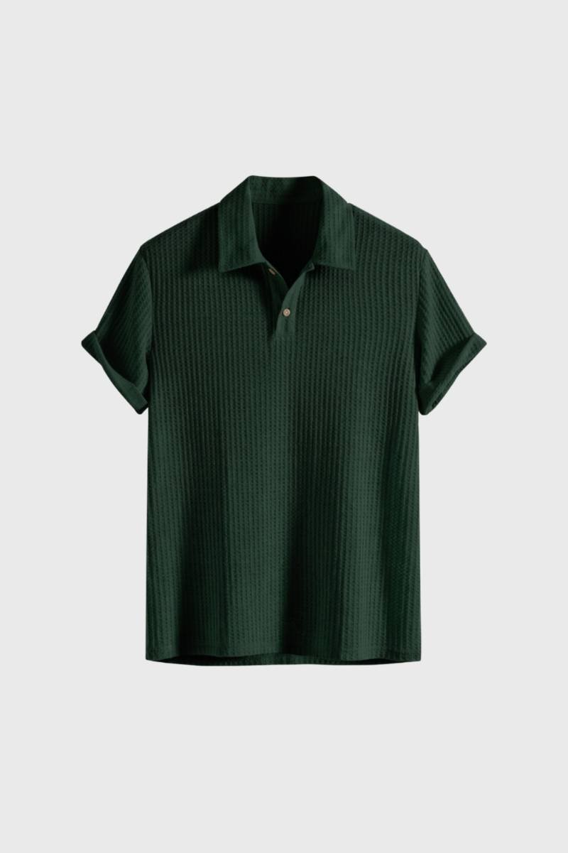 Polo Shirt Men - Ribbed Short Sleeve Collar | Classic — Green
